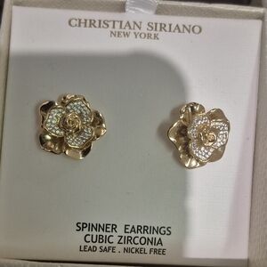 Christian Siriano Gold and Silver Floral Earrings